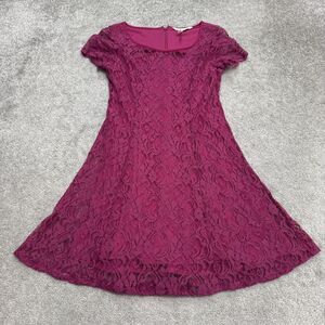 BCBGeneration Crushed Berry Floral Lace A-Line Mini Dress Womens 6 Pink Lined